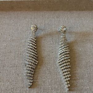 Crystal Spiral Drop Earrings - Silver Sparkle